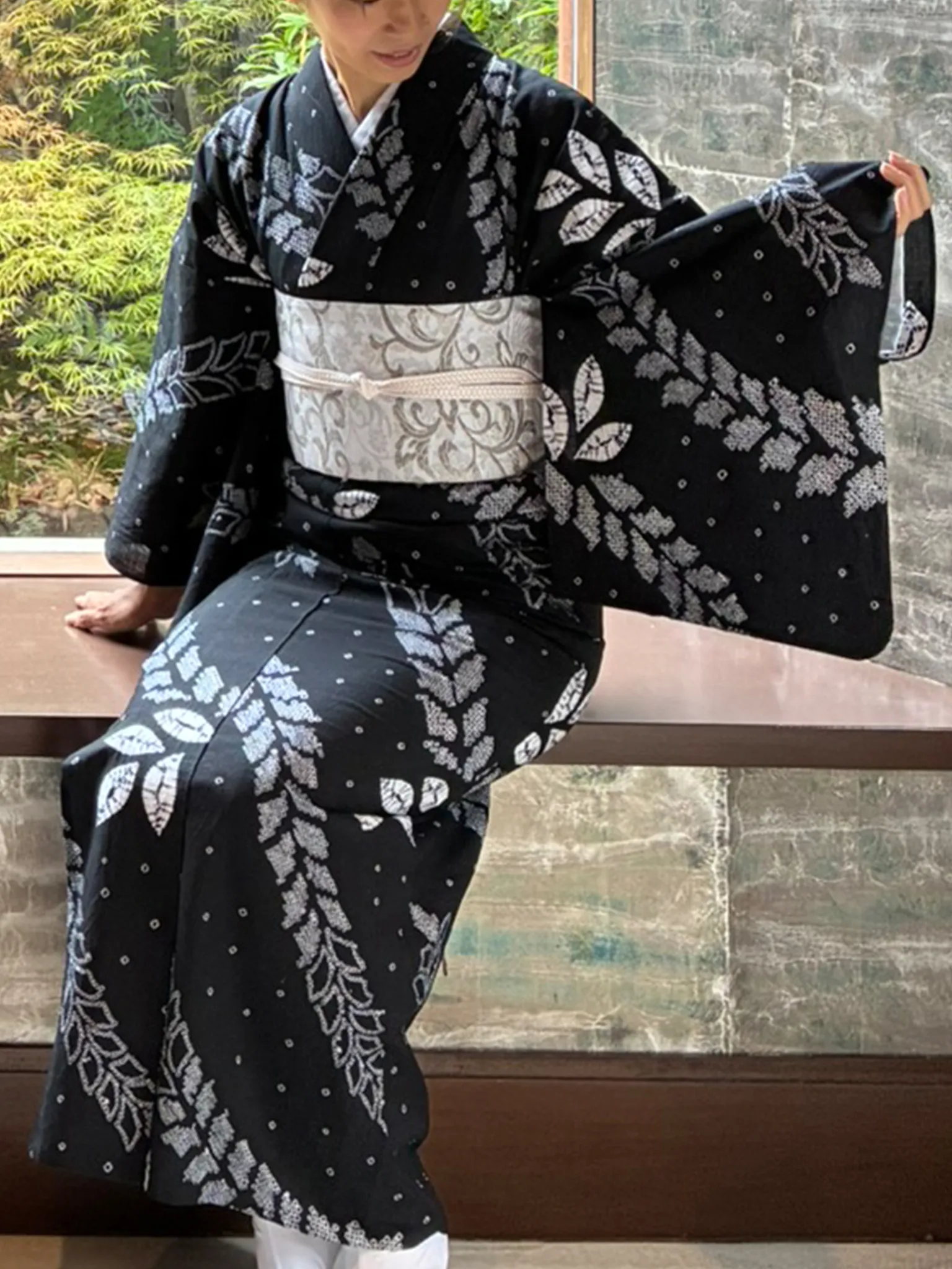 浴衣 絞り藤